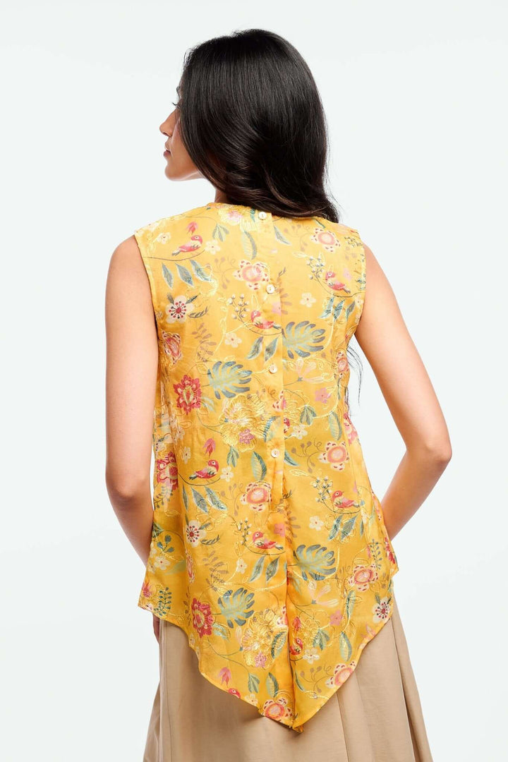 Jewel neckline top with longer back - Shopbiaa
