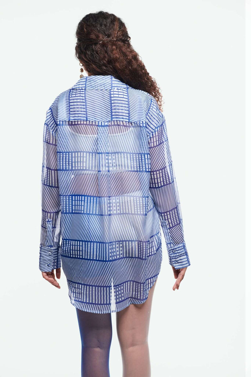 Oversized Printed Chiffon Shirt - Shopbiaa