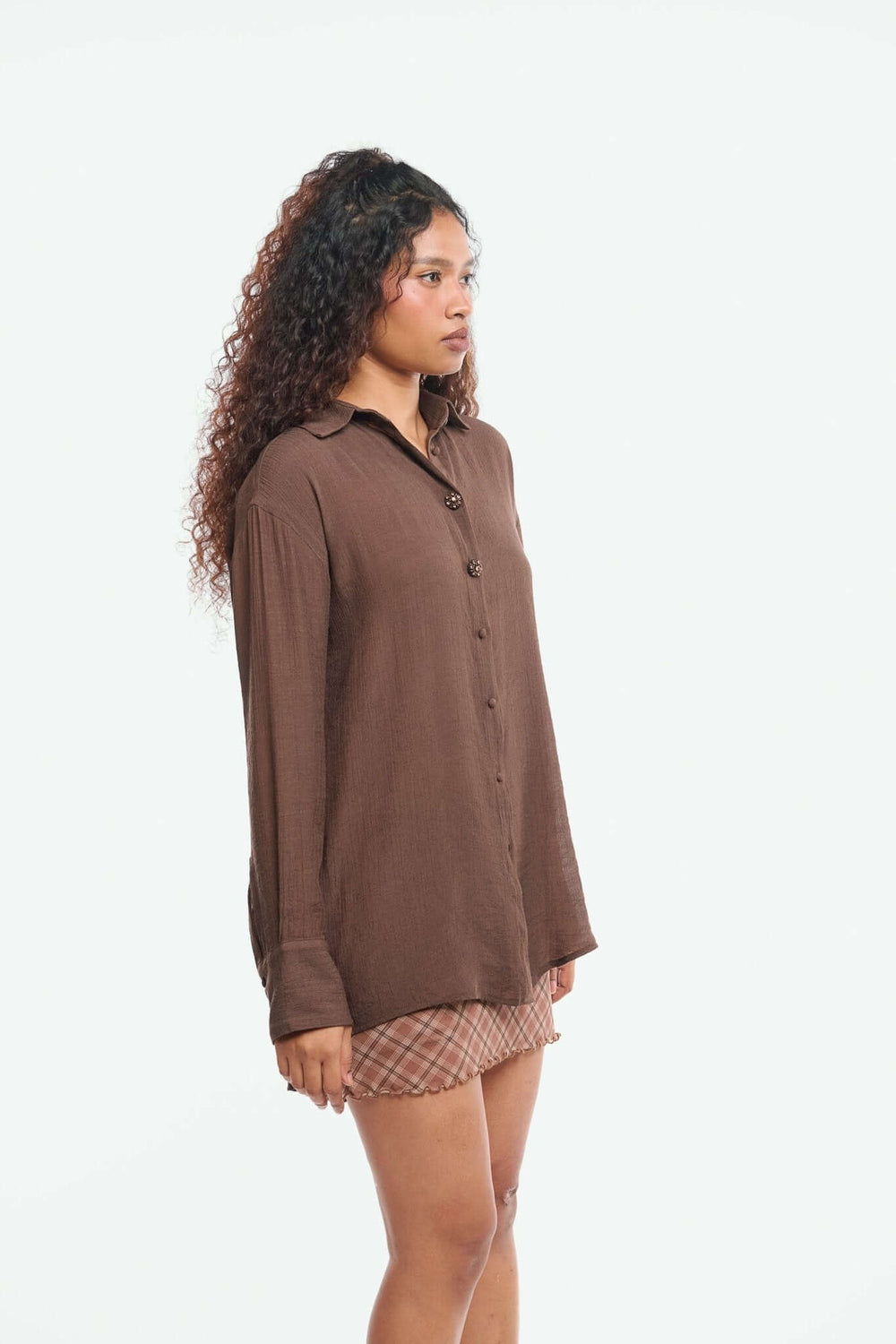 Oversized Shirt with Emb Buttons - Shopbiaa