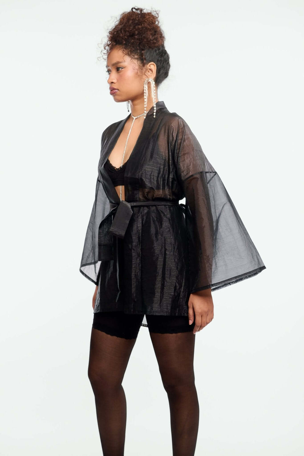 Tie Up Organza Cape - Shopbiaa